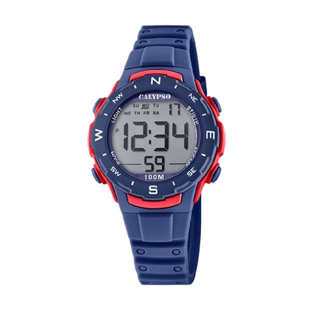 Calypso K5801/4 herreur - grå skive, blå rem, 36 mm billede