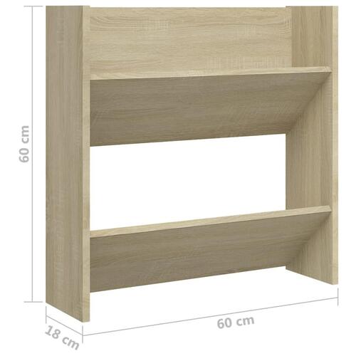 Væghængt skoskab 4 stk. 60x18x60 cm konstrueret træ sonoma-eg