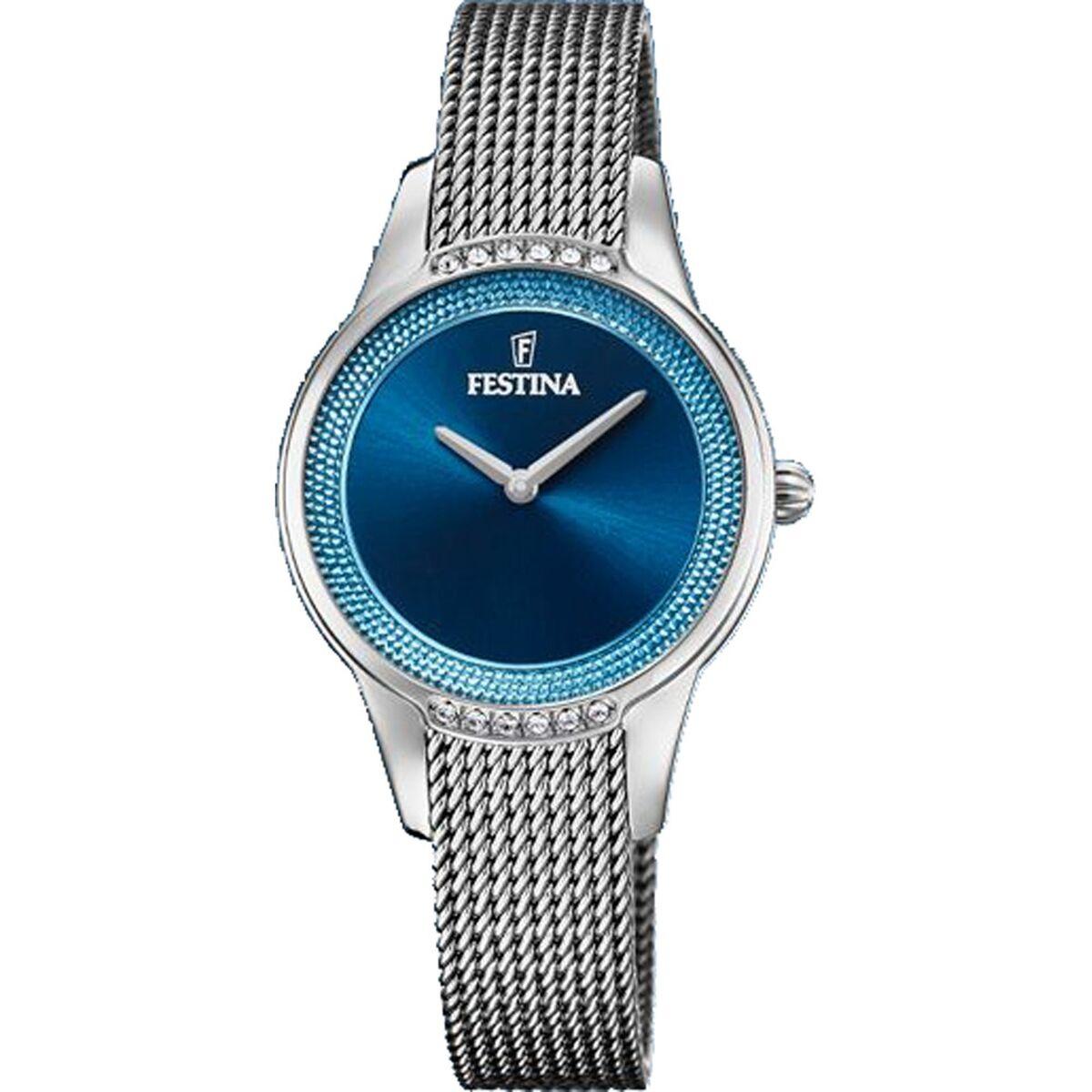 Festina F20494/2 dameur - sølvfarvet armbåndsur med blå skive billede