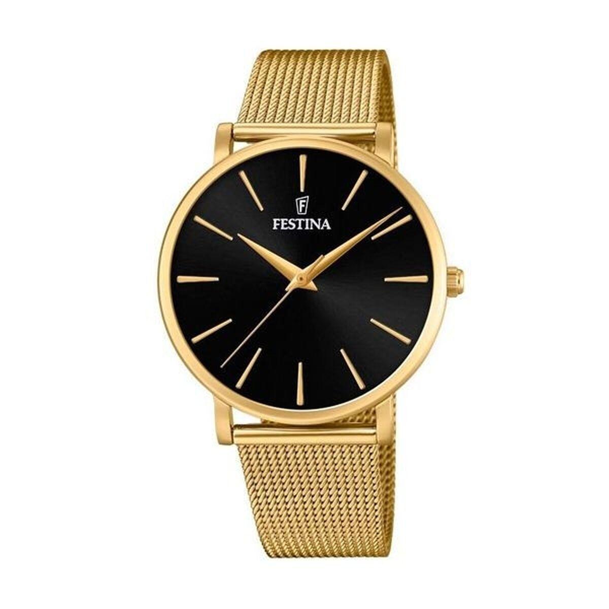 Festina F20476/2 herreur - sort skive, guldfarvet meshrem billede
