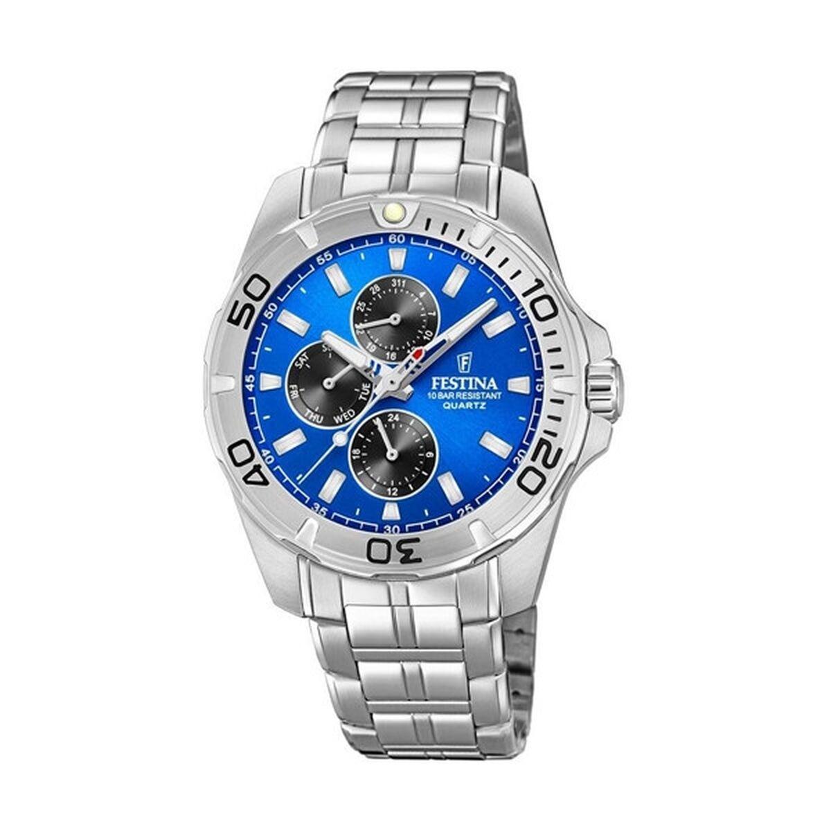 Festina F20445/4 herreur - sølvfarvet armbåndsur med blå skive billede