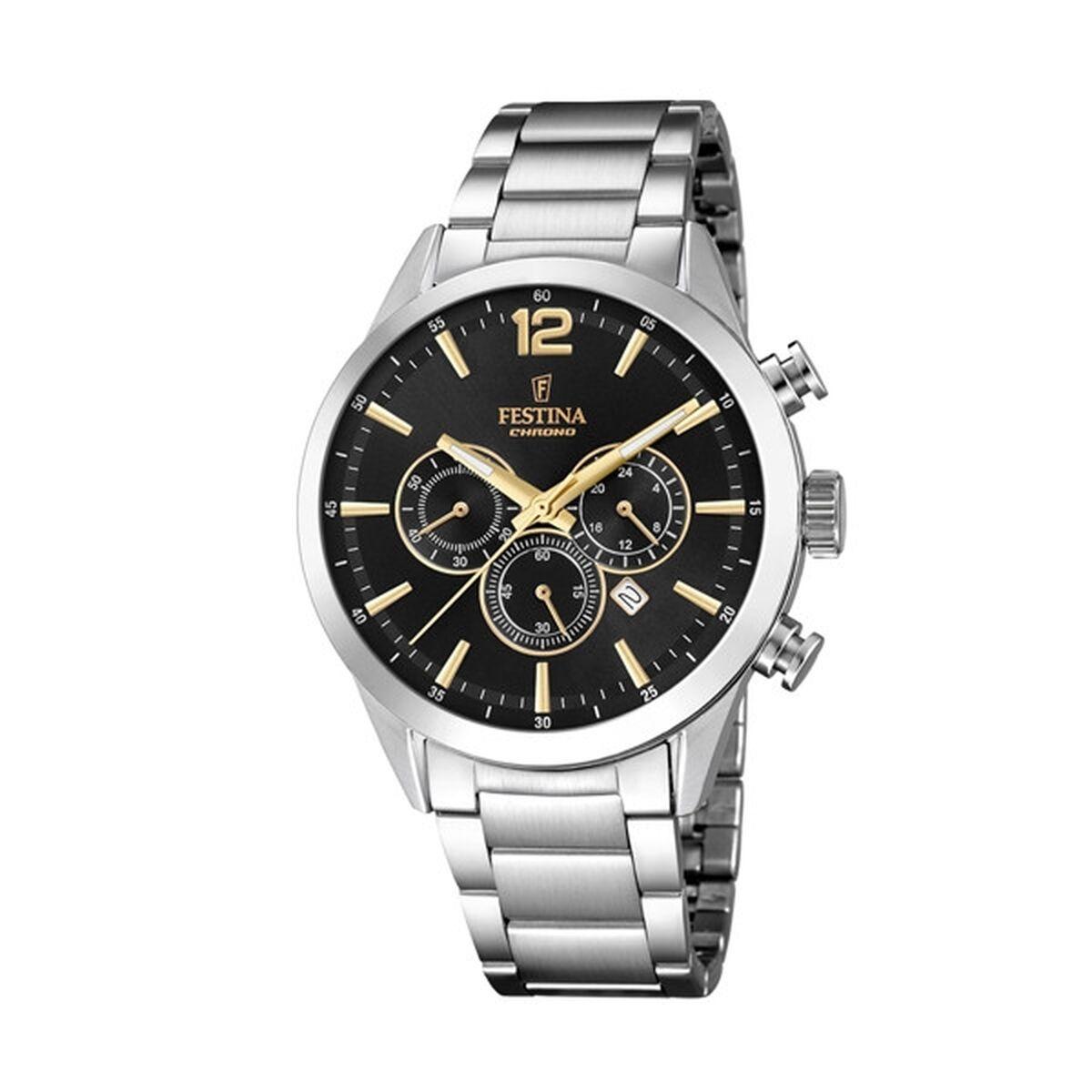 Festina F20343/4 herreur - sort skive, sølvfarvet stållænke billede