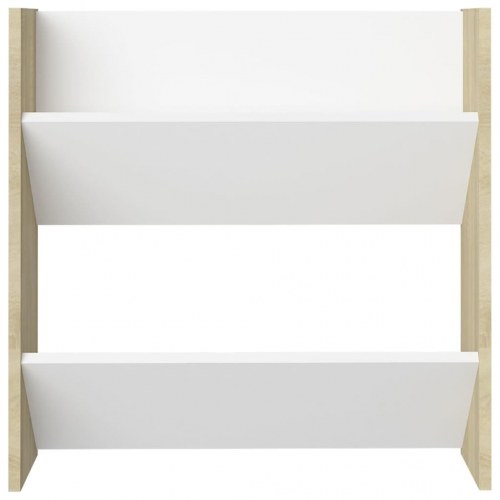Væghængte skoskabe 2 stk. 60x18x60 cm spånplade hvid sonoma-eg