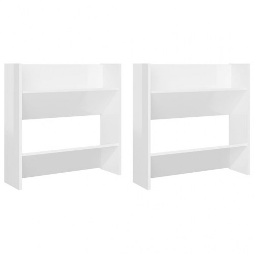 Væghængte skoskabe 2 stk. 60x18x60 cm spånplade hvid højglans