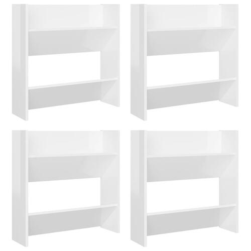 Skoreol til væg 2 stk. 60x18x60cm konstrueret træ hvid højglans
