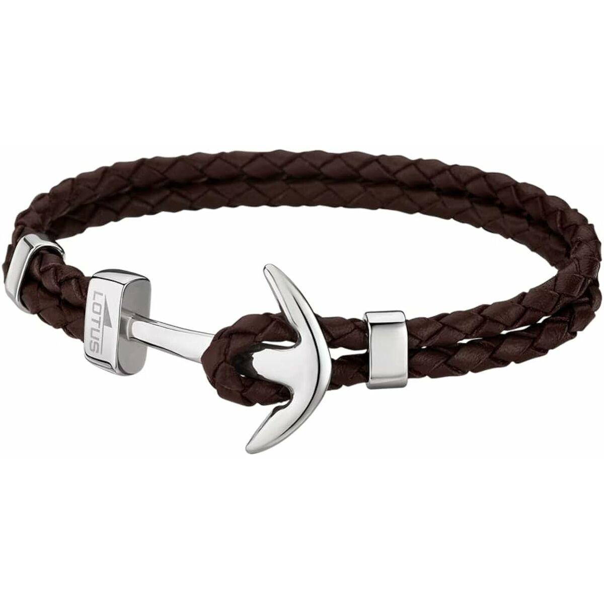 Lotus LS1832-2/5 armbånd til mænd - sølv og flettet brun rem billede