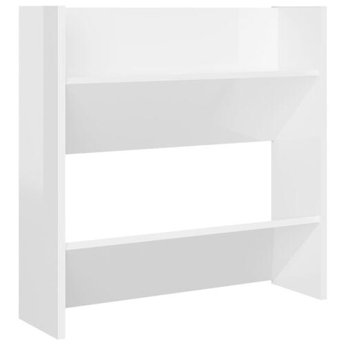 Skoreol til væg 2 stk. 60x18x60cm konstrueret træ hvid højglans