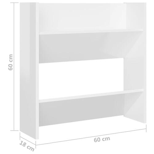 Skoreol til væg 2 stk. 60x18x60cm konstrueret træ hvid højglans