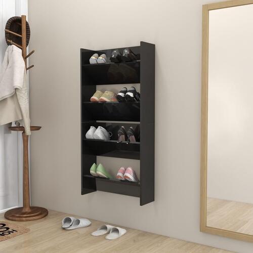 Skoreoler væg 2 stk. 60x18x60 cm konstrueret træ sort højglans