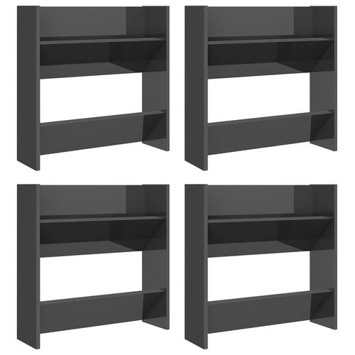 Væghængt skoskab 2 stk. 60x18x60cm konstrueret træ grå højglans