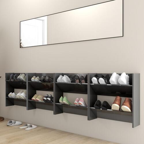 Væghængt skoskab 2 stk. 60x18x60cm konstrueret træ grå højglans
