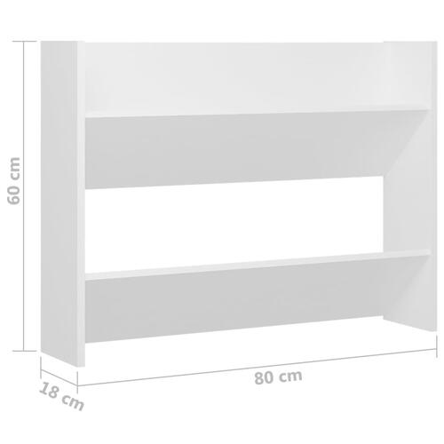 Væghængt skoskab 80x18x60 cm konstrueret træ hvid