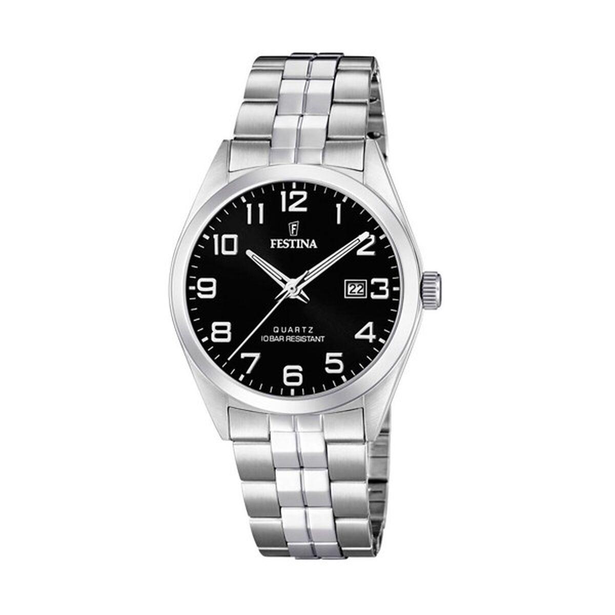 Festina F20437/4 herreur - sort skive, sølvfarvet stållænke (Ø 40 mm) billede