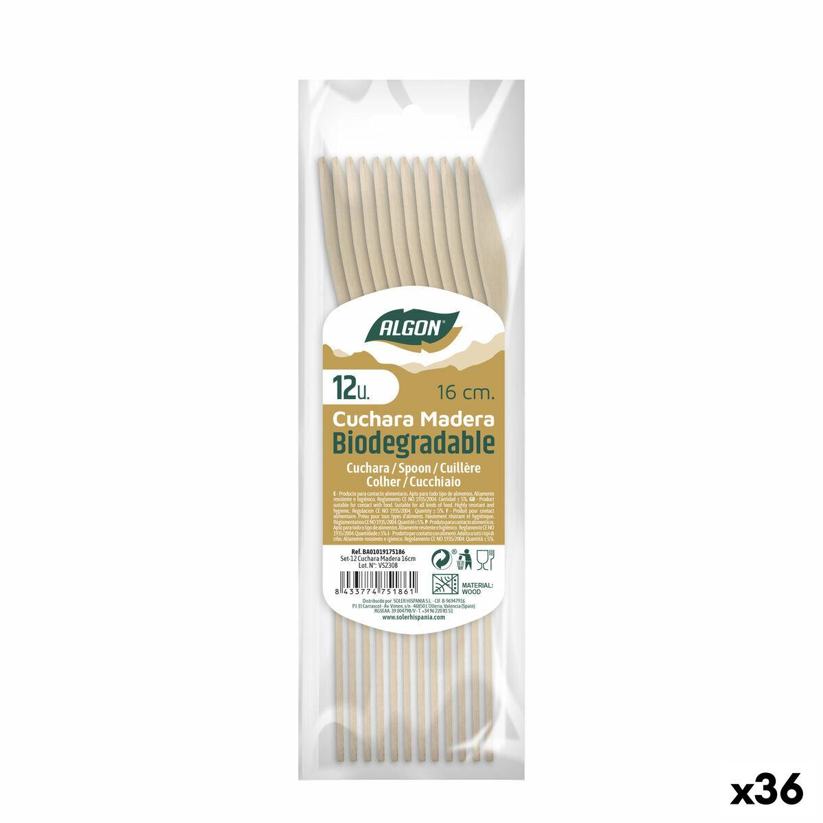 Engangsskeer træ Algon - 36 stk., 16 x 3 x 0,5 cm