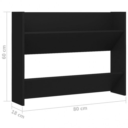 Væghængt skoskab 2 stk. 80x18x60 cm konstrueret træ sort
