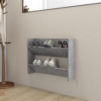 Væghængt skoskab 80x18x60 cm konstrueret træ betongrå