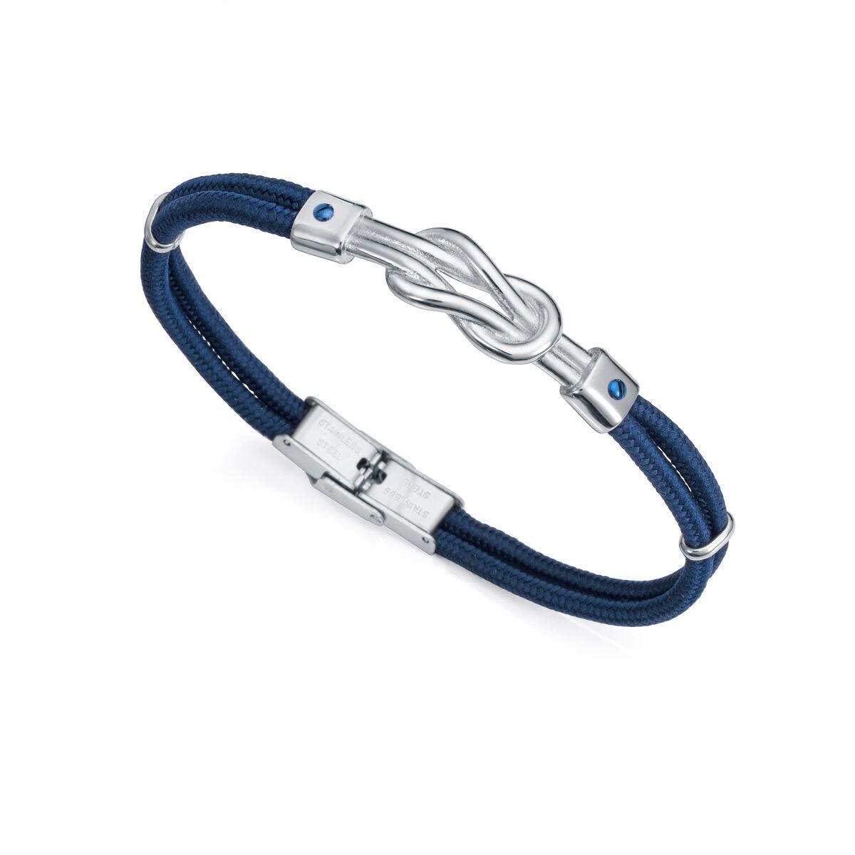 Armbånd til kvinder 14019P01013 - blåt snorarmbånd med sølvfarvet knudedetalje billede