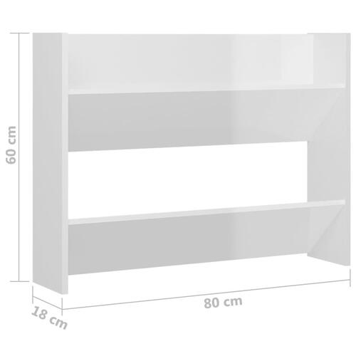 Væghængt skoskab 80x18x60 cm spånplade hvid højglans