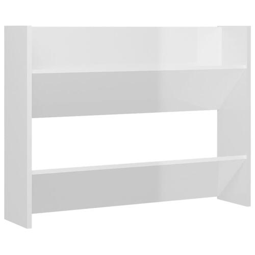 Skoreol til væg 2 stk. 80x18x60cm konstrueret træ hvid højglans