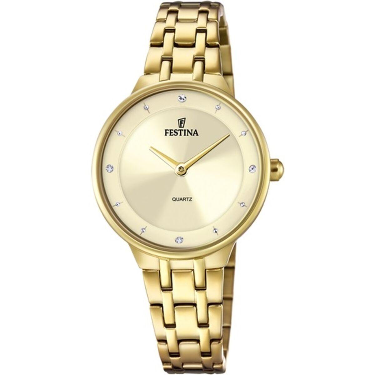 Festina F20601/2 dameur - elegant armbåndsur i guldlook billede