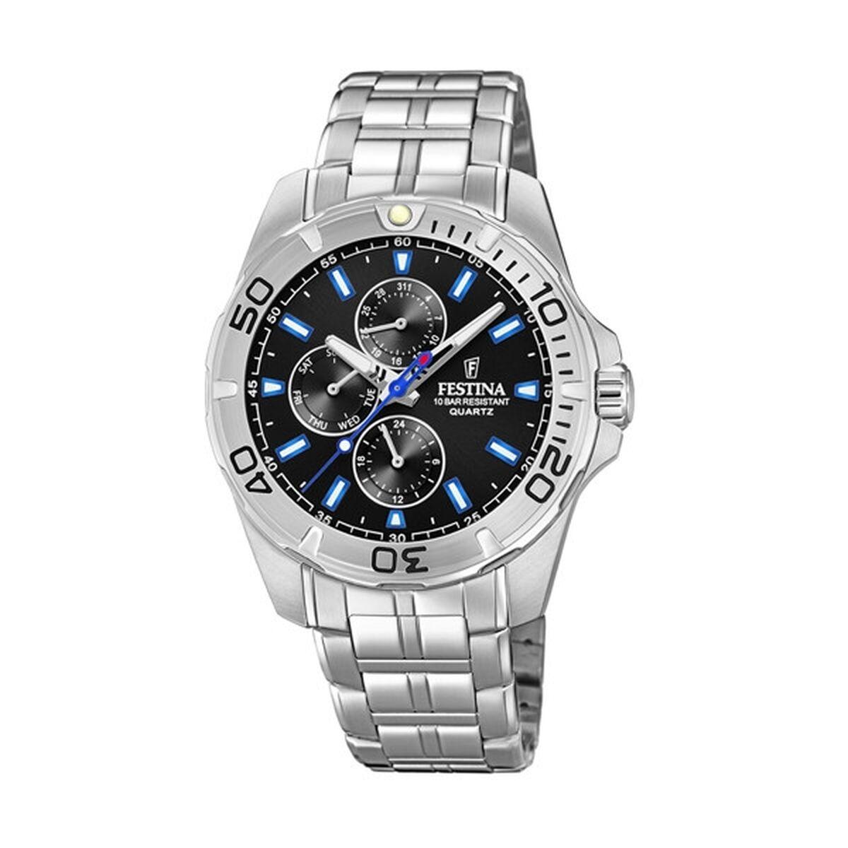 Festina F20445/6 herreur - sort skive, sølvfarvet lænke (43 mm) billede