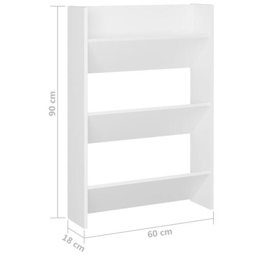 Væghængte skoskabe 2 stk. 60x18x90 cm spånplade hvid