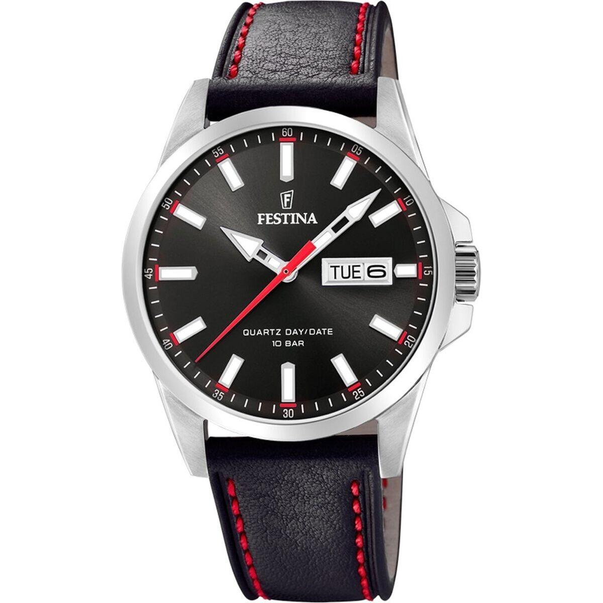 Festina F20358/4 herreur - sort skive, læderrem, 41 mm billede