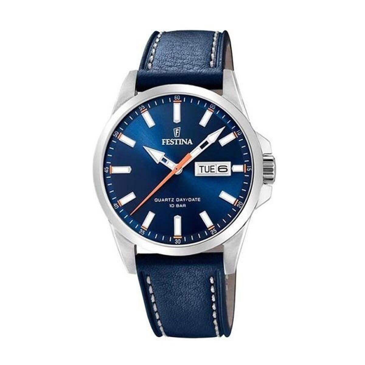 Festina F20358/3 herreur - blå skive og læderrem billede