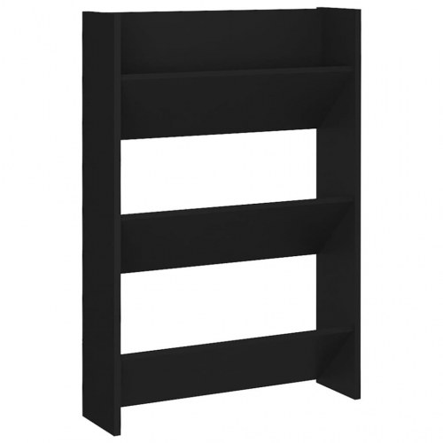 Væghængte skoreoler 2 stk. 60x18x90 cm konstrueret træ sort