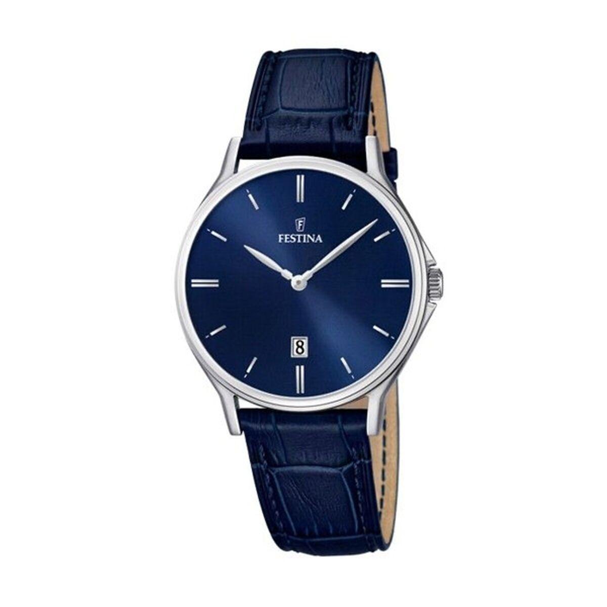 Festina F16745/3 herreur - blå skive og læderrem billede