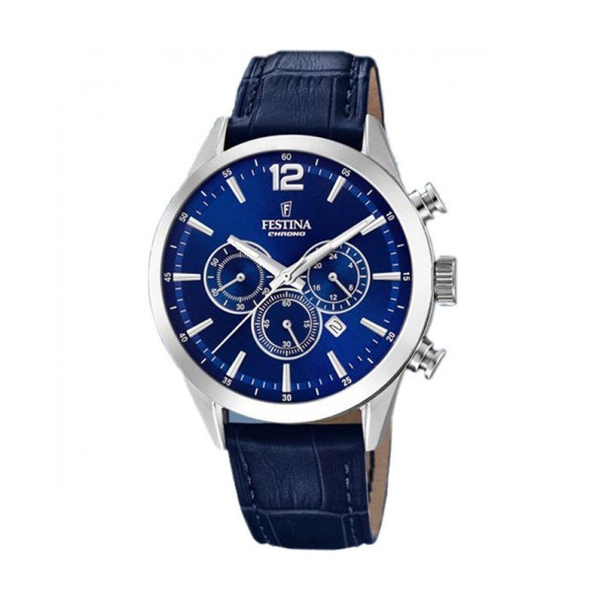 Festina F20542/2 herreur - blå skive og læderrem billede