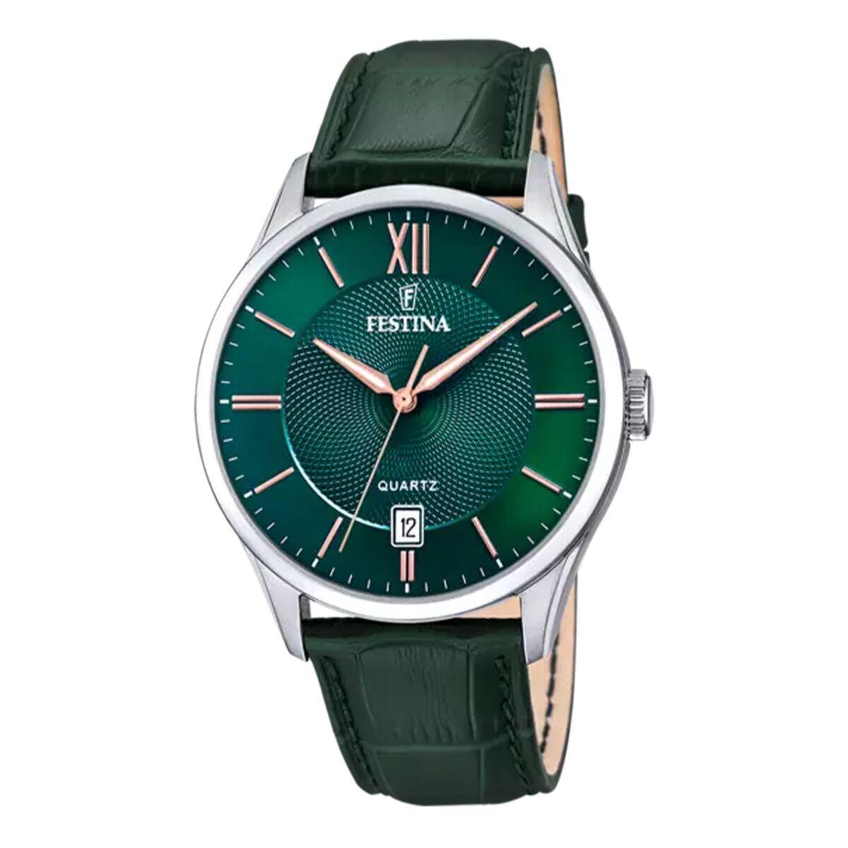 Festina herreur F20426/7 - grøn urskive og læderrem billede