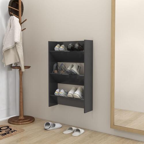 Væghængt skoskab 60x18x90 cm spånplade grå