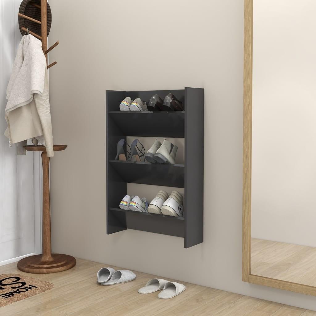 Væghængt skoskab 60x18x90 cm spånplade grå