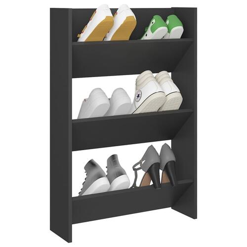Væghængt skoskab 60x18x90 cm spånplade grå