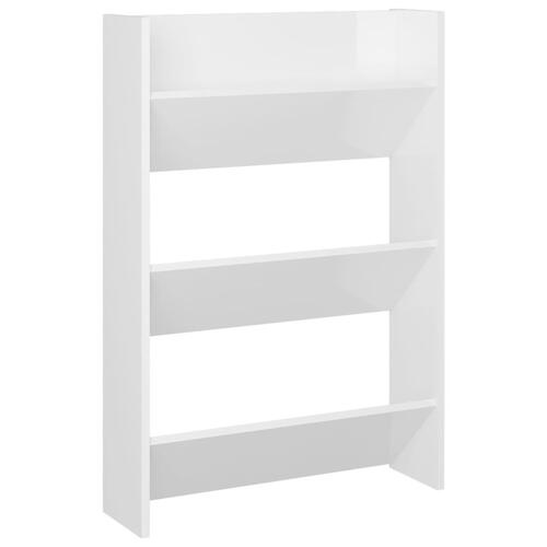 Væghængt skoskab 60x18x90 cm spånplade hvid højglans