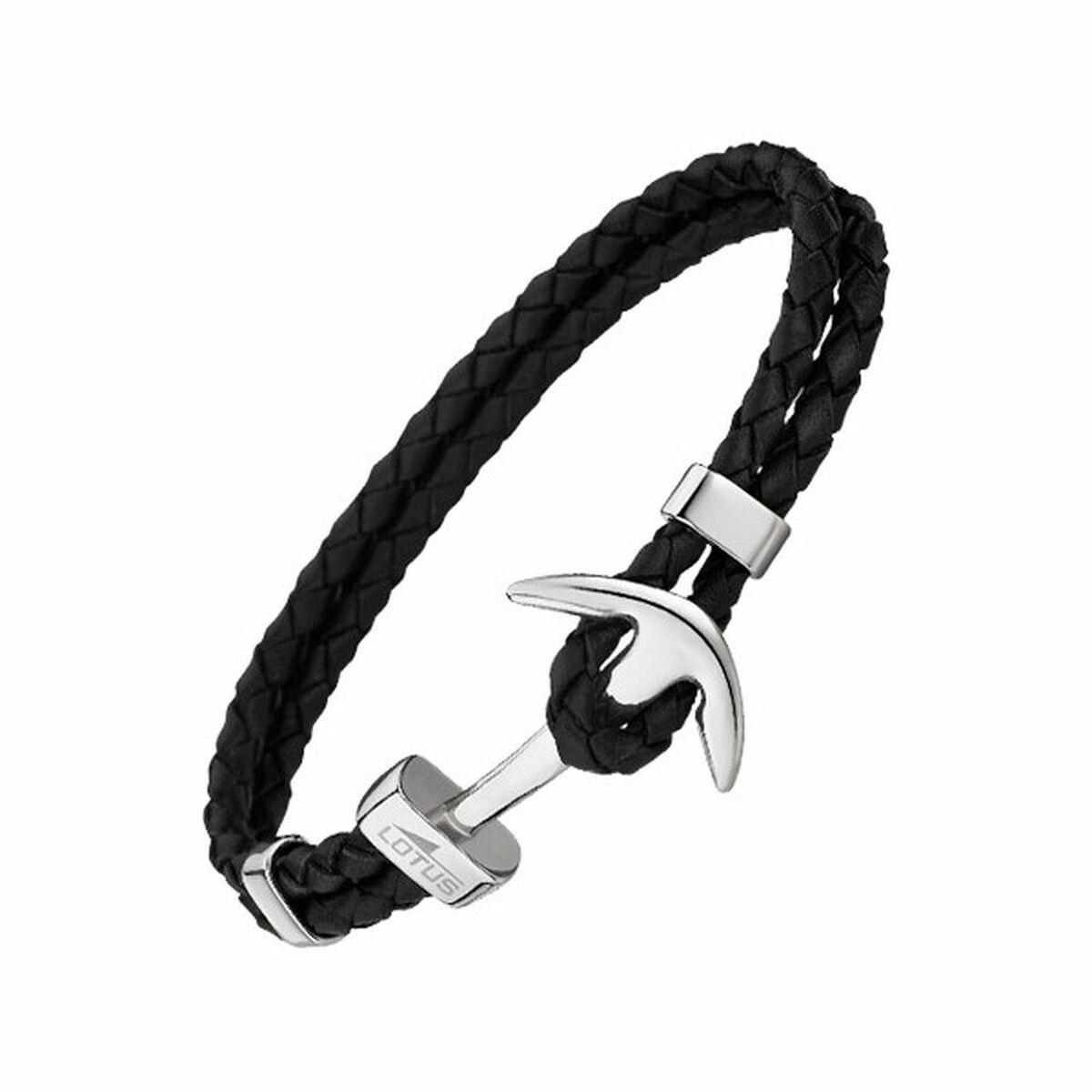 Lotus LS1832-2/1 herrearmbånd - flettet sort med ankerlås billede