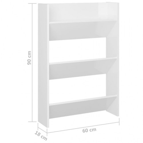 Skoreol til væg 2 stk. 60x18x90cm konstrueret træ hvid højglans