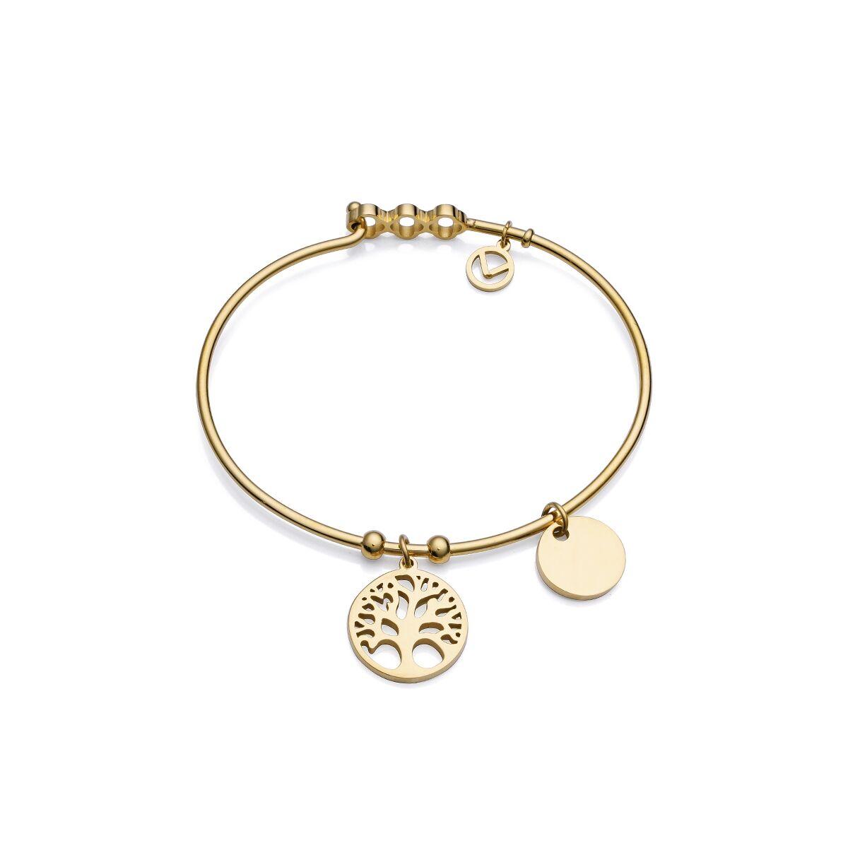 Armbånd til kvinder - gylden bangle med vedhæng billede