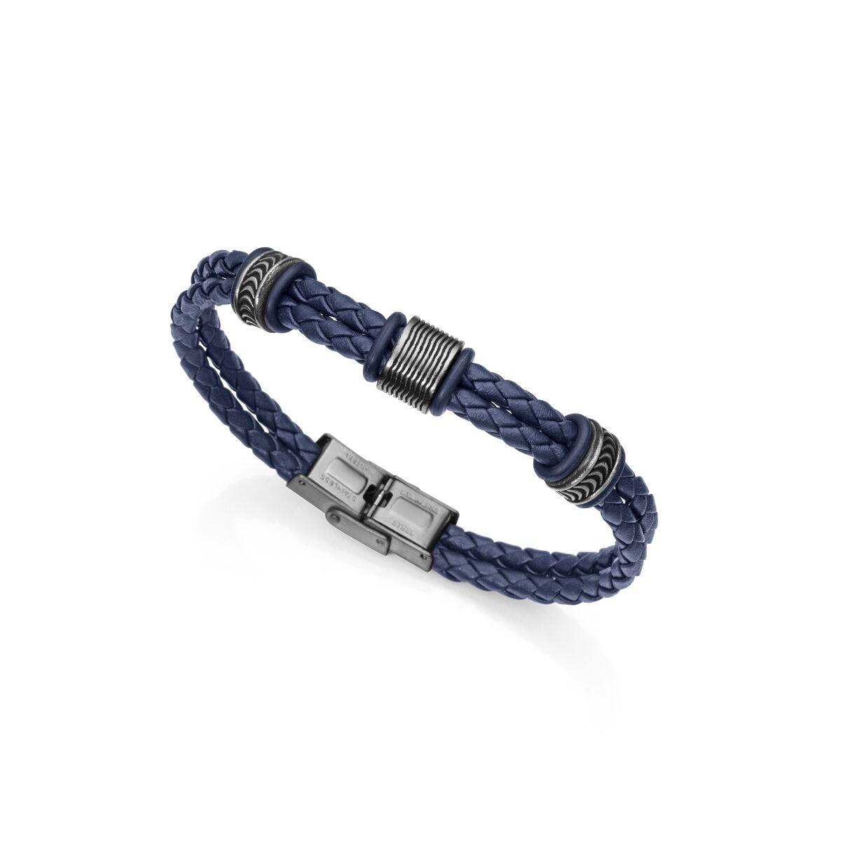Armbånd til mænd - blå, metaldetaljer (6463P01013) billede