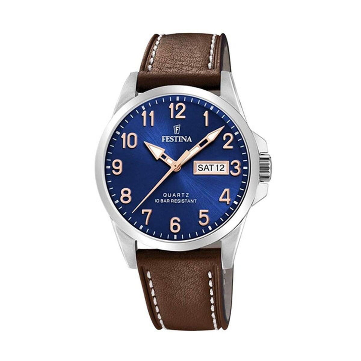 Festina F20358/B herreur - blå skive og læderrem billede