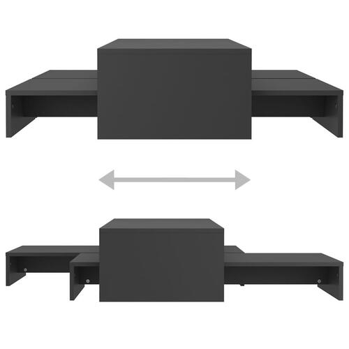Sofabordssæt 100x100x26,5 cm konstrueret træ grå