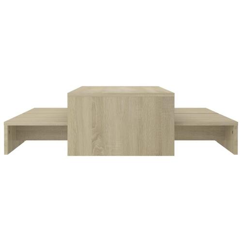 Sofabordssæt 100x100x26,5 cm konstrueret træ sonoma-eg