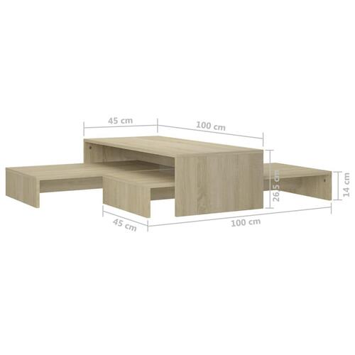 Sofabordssæt 100x100x26,5 cm konstrueret træ sonoma-eg