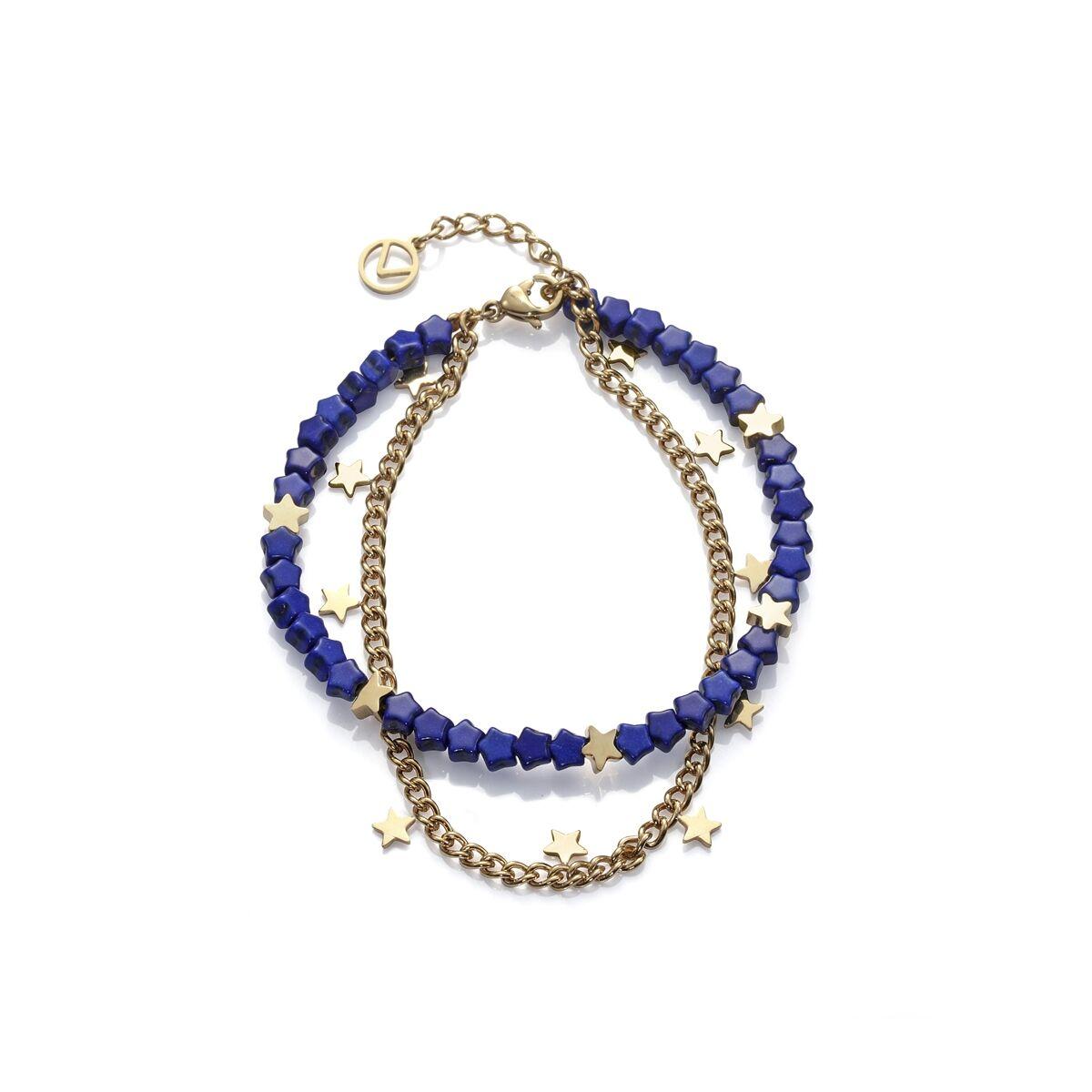 Armbånd til kvinder 1348P01012 - gyldne stjerner og blå perler billede