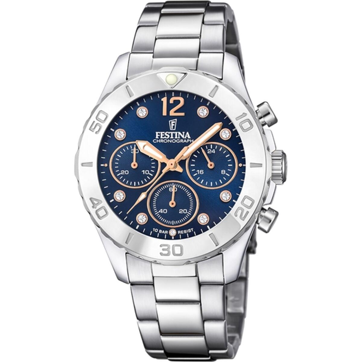 Festina F20603/3 dameur - kronograf i rustfrit stål, blå skive billede