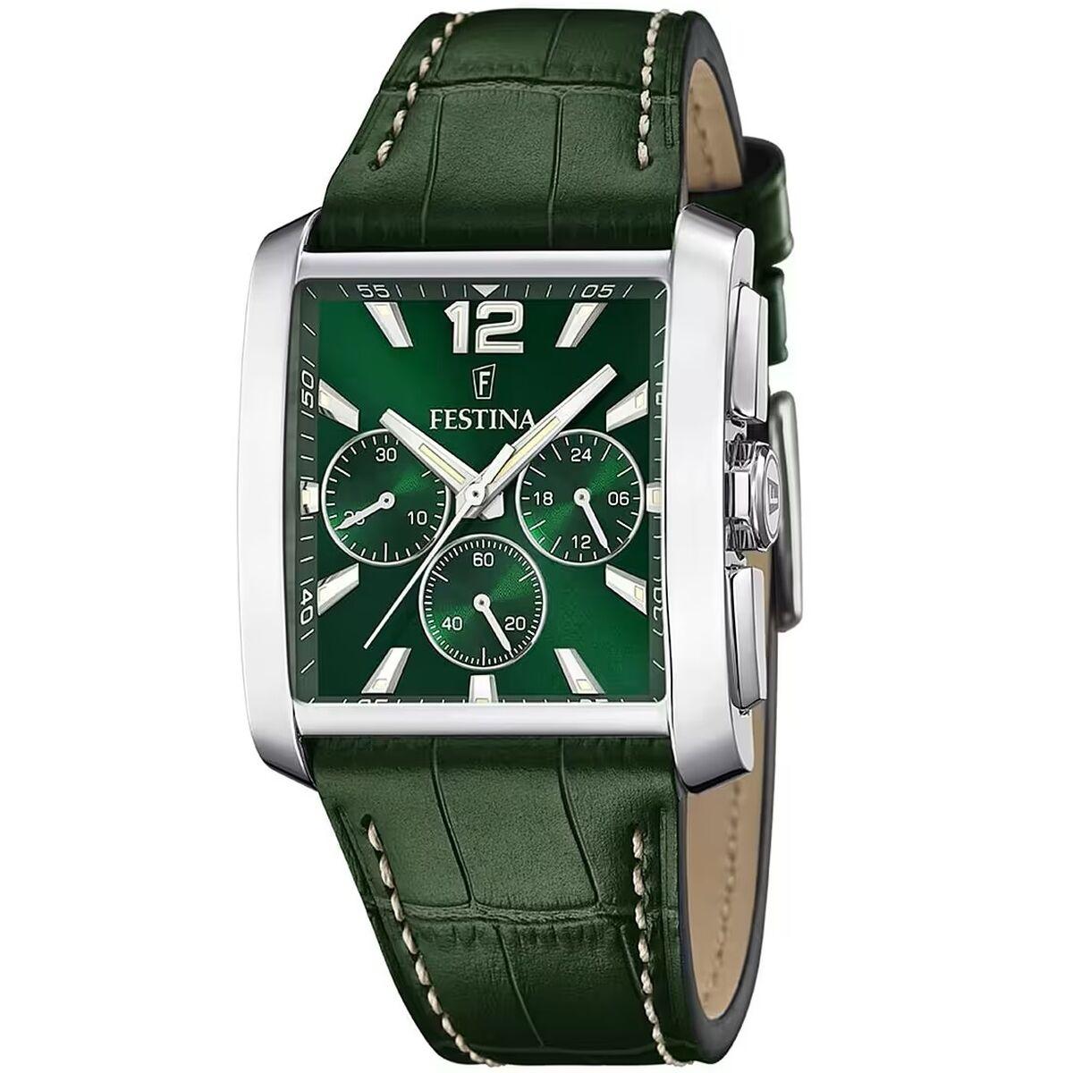 Festina F20636/3 herreur - grøn urskive og læderrem billede