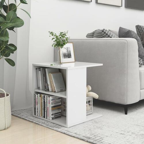 Sidebord 45x45x48 cm konstrueret træ hvid højglans
