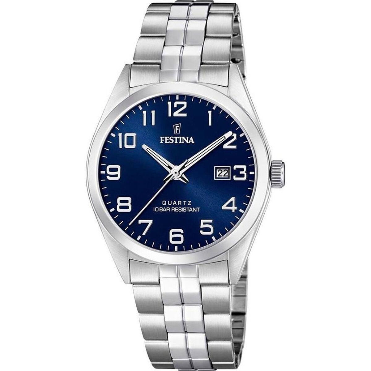 Festina F20437/3 herreur - sølvfarvet stållænke, blå skive (Ø 40 mm) billede