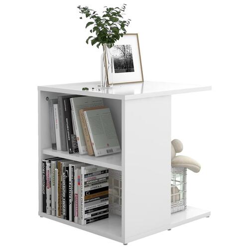 Sidebord 45x45x48 cm konstrueret træ hvid højglans